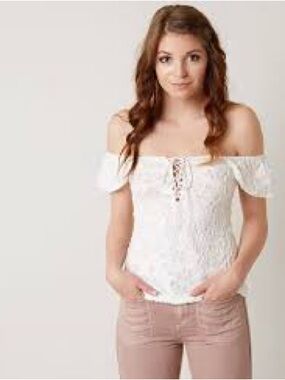 Free People White Ruffled Popsicle Capsleeve Tee Top
